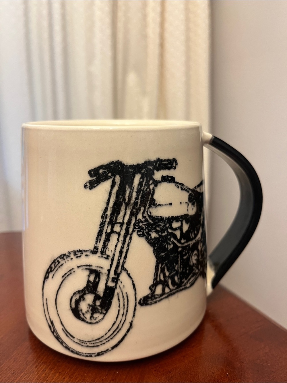Signed Artist Pottery Motorcycle Coffee Mug Jacqueline Dedig 2001 Handcrafted